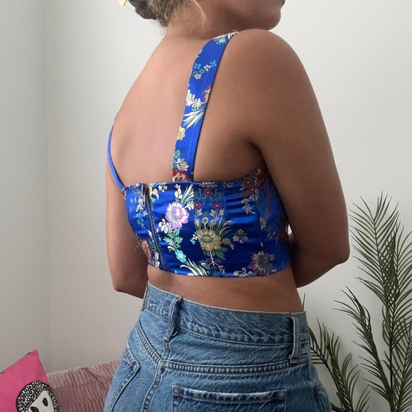 Forever 21 Embroidered Crop Top, Blue - Picture 6 of 6